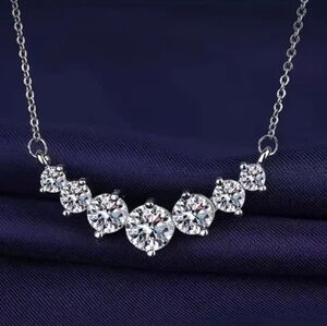 925 Solid Sterling Silver 2.8 Cts Genuine Certified Moissanite Necklace Dlace